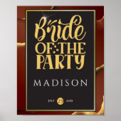 🤵ブルゴーニュエレガント金ゴールドイン抽象芸術結婚ズ ポスター (正面)