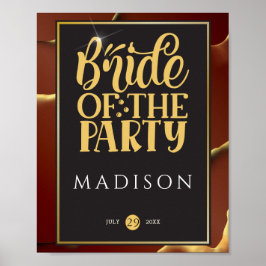 🤵ブルゴーニュエレガント金ゴールドイン抽象芸術結婚ズ ポスター