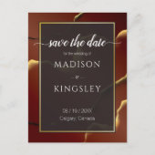 🤵ブルゴーニュエレガント金ゴールドイン抽象芸術結婚ズ ポストカード (正面)