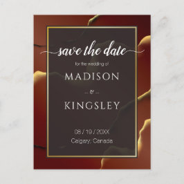 🤵ブルゴーニュエレガント金ゴールドイン抽象芸術結婚ズ ポストカード