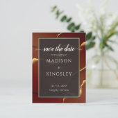 🤵ブルゴーニュエレガント金ゴールドイン抽象芸術結婚ズ ポストカード (スタンド正面)