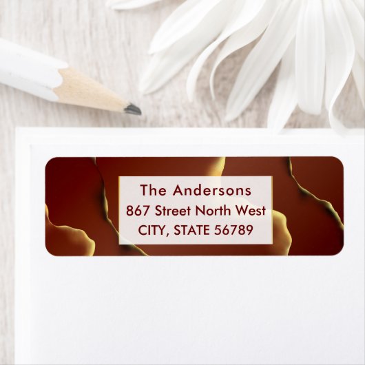 🤵ブルゴーニュエレガント金ゴールドイン抽象芸術結婚ズ ラベル (インサイチュ)