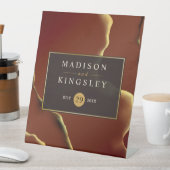 🤵ブルゴーニュエレガント金ゴールドイン抽象芸術結婚ズ 台座サイン (インサイチュ)