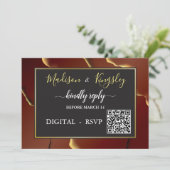 🤵ブルゴーニュエレガント金ゴールドイン抽象芸術結婚ズ 招待状 (スタンド正面)