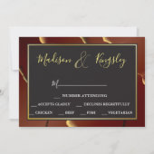 🤵ブルゴーニュエレガント金ゴールドイン抽象芸術結婚ズ 招待状 (裏面)