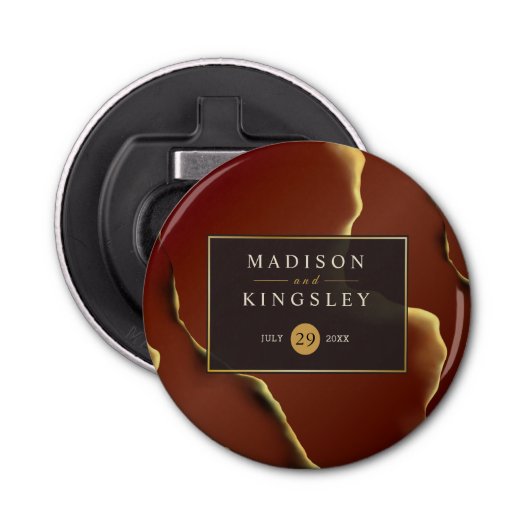 🤵ブルゴーニュエレガント金ゴールドイン抽象芸術結婚ズ 栓抜き (正面)