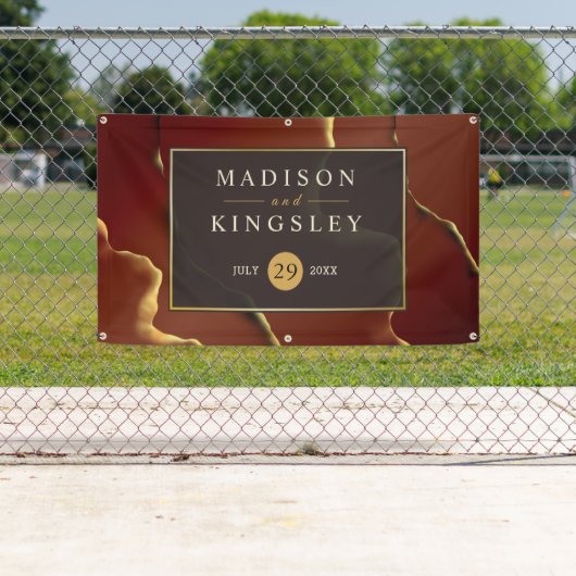 🤵ブルゴーニュエレガント金ゴールドイン抽象芸術結婚ズ 横断幕 (インサイチュ)