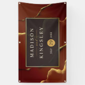 🤵ブルゴーニュエレガント金ゴールドイン抽象芸術結婚ズ 横断幕 (縦)