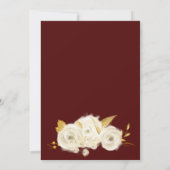 ブルゴーニュエレガント金ゴールドタイポグラフィ金ゴールドホワイトローズ 招待状 (裏面)