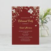 ブルゴーニュエレガント金ゴールドフローラフレーム退職2025 招待状 (スタンド正面)