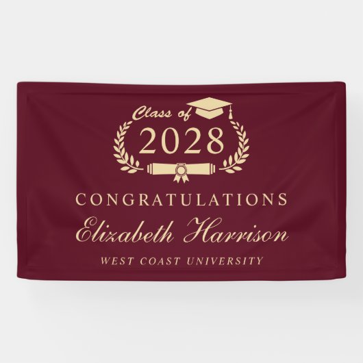 ブルゴーニュエレガント金ゴールド卒業パーティーへようこそ 横断幕 (横)