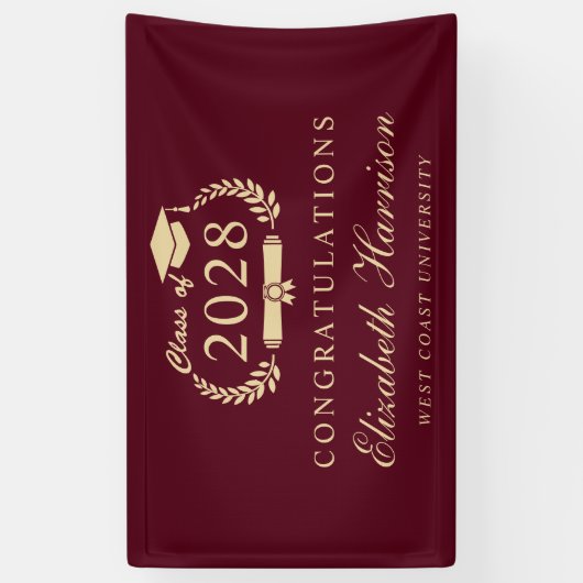 ブルゴーニュエレガント金ゴールド卒業パーティーへようこそ 横断幕 (縦)