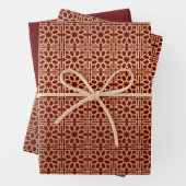 ブルゴーニュエレガント金ゴールド幾何学的アラビア語イードカレム ラッピングペーパーシート (インサイチュ)
