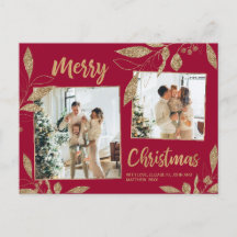 ブルゴーニュエレガント金ゴールド植物学2フォトクリスマス