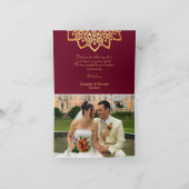 ブルゴーニュエレガント金ゴールド結婚写真 サンキューカード (内部)