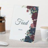 ブルゴーニュエレガント&ネイビーブルーシャワー食品の看板 台座サイン (インサイチュ)