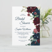 ブルゴーニュエレガント&ネイビーブルーフラワーズブライダルシャワー 招待状 (スタンド正面)