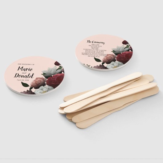 ブルゴーニュエレガント・ピンクの花プログラム ハンドファン (組立なし)