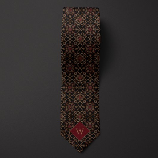 ブルゴーニュエレガント&ブラックモノグラム ネクタイ