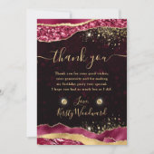 ブルゴーニュエレガント&金ゴールドグラムティアーズエッジ誕生日 サンキューカード (正面)