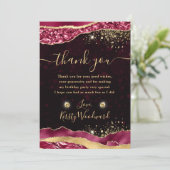 ブルゴーニュエレガント&金ゴールドグラムティアーズエッジ誕生日 サンキューカード (スタンド正面)