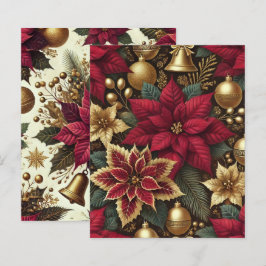 ブルゴーニュエレガント&金ゴールドポインセチアのスクラップブック紙