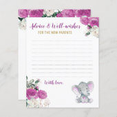 ブルゴーニュエレファントシャワー新しい親のアドバイスカード (正面/裏面)