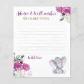 ブルゴーニュエレファントシャワー新しい親のアドバイスカード (正面)