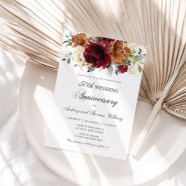 ブルゴーニュオレンジアイボリー結婚フローラ記念日 招待状