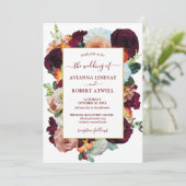 ブルゴーニュオレンジピンクフローララヴ結婚ズ 招待状 (スタンド正面)