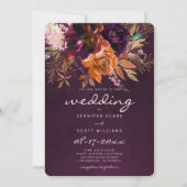 ブルゴーニュオレンジピンク金ゴールドフローラ秋の結婚式 招待状 (正面)