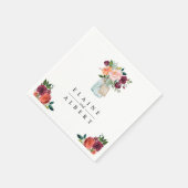 ブルゴーニュオレンジフラワーズメイソンジャー結婚ズ紙 スタンダードカクテルナプキン (角)