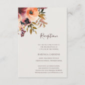 ブルゴーニュオレンジフローラ |ベージュウェディングレセプション エンクロージャーカード (正面)