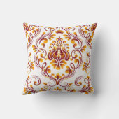ブルゴーニュオレンジ白ダマスク花柄 クッション (裏面)