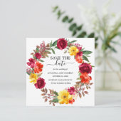 ブルゴーニュオレンジ黄フローラリース保存日 セーブザデート (スタンド正面)