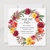 ブルゴーニュオレンジ黄フローラリース保存日 セーブザデート (正面)