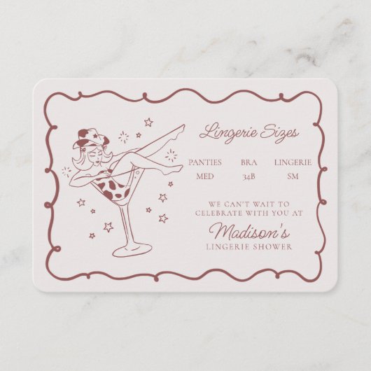 ブルゴーニュカクテル女性のカーボーイランジェリーサイズ挿入 エンクロージャーカード (正面)