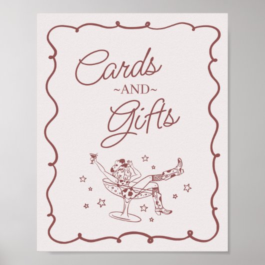 ブルゴーニュカクテル女性のカーボーイロデオカード&ギフト ポスター (正面)