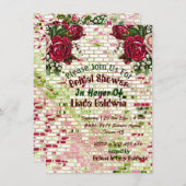 ブルゴーニュカントリーレッド素朴バラブライダルシャワーI 招待状 (正面/裏面)