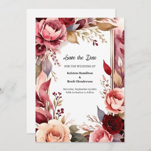 ブルゴーニュガーリーの書道 セーブザデート (正面/裏面)