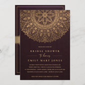 ブルゴーニュクラシック金ゴールド華美マンダラブライダルシャワー 招待状 (正面/裏面)
