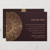 ブルゴーニュクラシック金ゴールド華美マンダラ結婚ズ サンキューカード (正面/裏面)