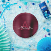 ブルゴーニュクランベリーモノグラムパーティープレート ペーパープレート (パーティー)