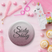 ブルゴーニュグラデーショングリッター60とサッシー60誕生日 ペーパープレート (パーティー)