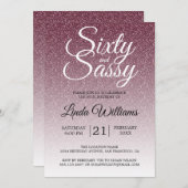 ブルゴーニュグラデーショングリッター60とサッシー60誕生日 招待状 (正面/裏面)