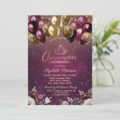 ブルゴーニュグリッターバルーン花キンセアニラ 招待状 (スタンド正面)