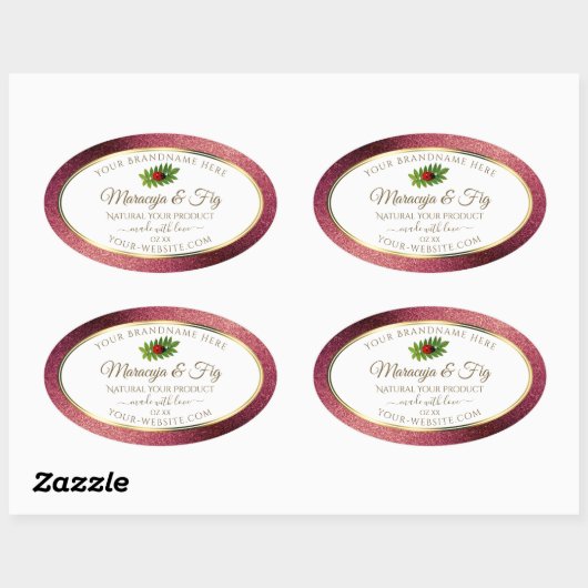 ブルゴーニュグリッターホワイトプロダクトラベル可愛いラディバグ 楕円形シール (シート)