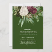  ブルゴーニュグリーンバラフローラダークムーディーグリーン  招待状 (裏面)