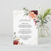 ブルゴーニュコーラルオレンジユーカリ結婚の詳細 エンクロージャーカード (スタンド正面)