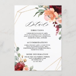 ブルゴーニュコーラルオレンジユーカリ結婚の詳細 エンクロージャーカード